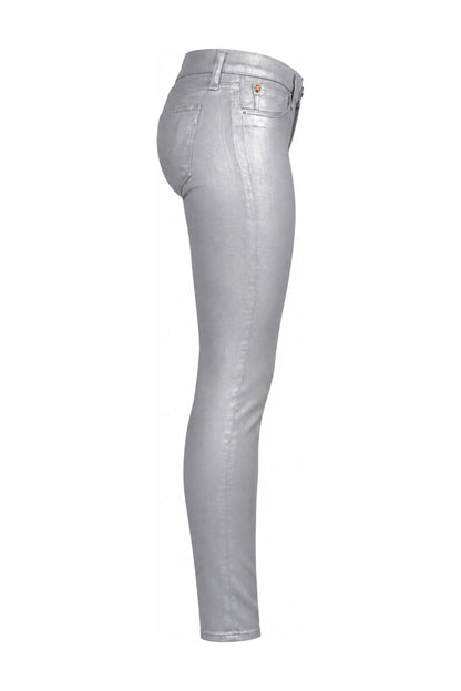 Hudson Metallic Silver Grey Coated Skinny Jeans