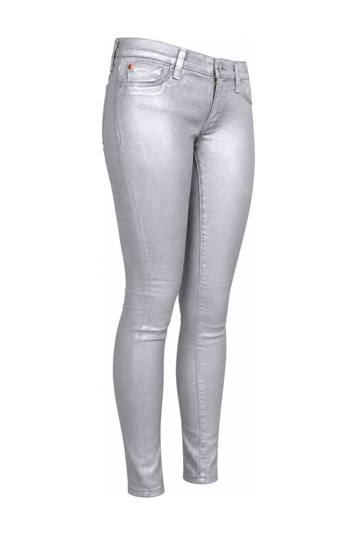 Hudson Metallic Silver Grey Coated Skinny Jeans