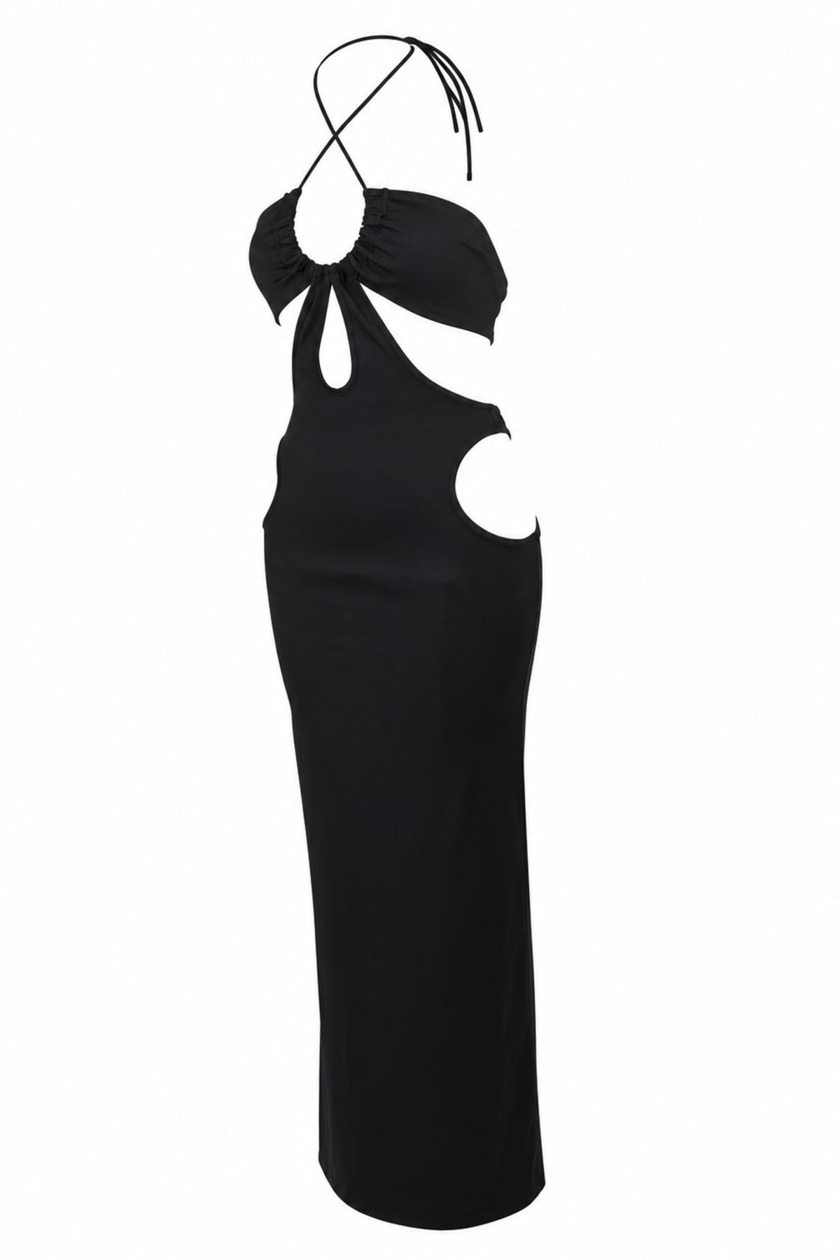 Solado Black Cut-Out Halter Maxi Dress
