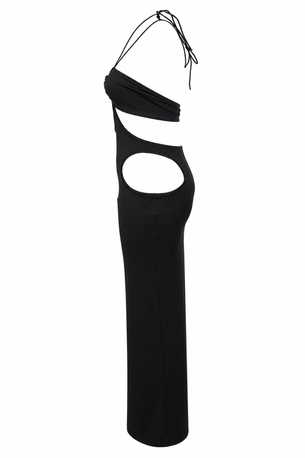 Solado Black Cut-Out Halter Maxi Dress