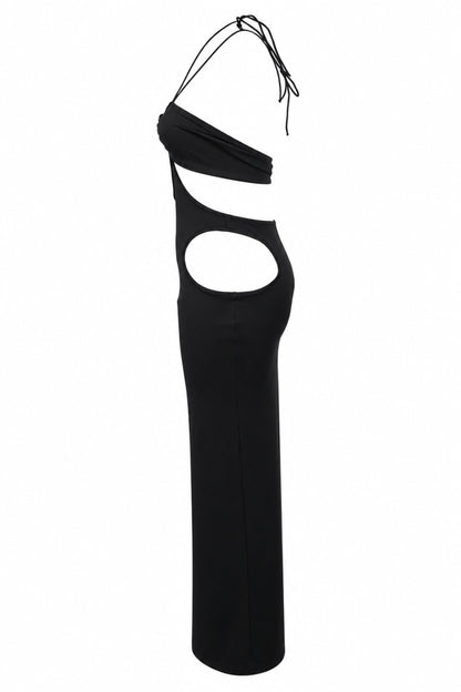 Solado Black Cut-Out Halter Maxi Dress