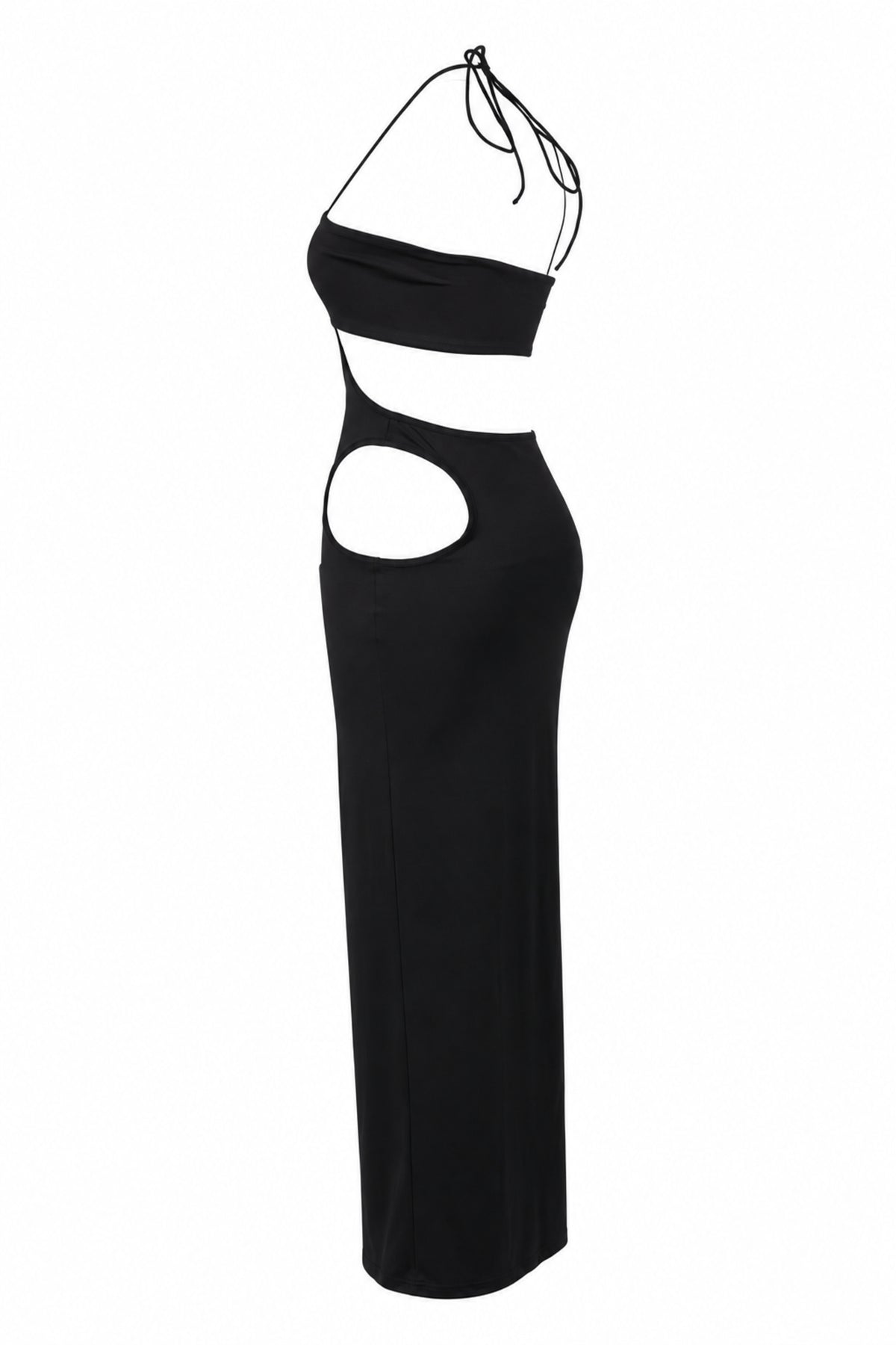 Solado Black Cut-Out Halter Maxi Dress