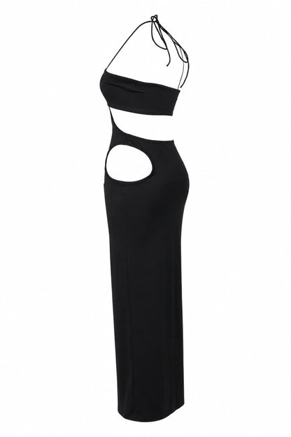 Solado Black Cut-Out Halter Maxi Dress