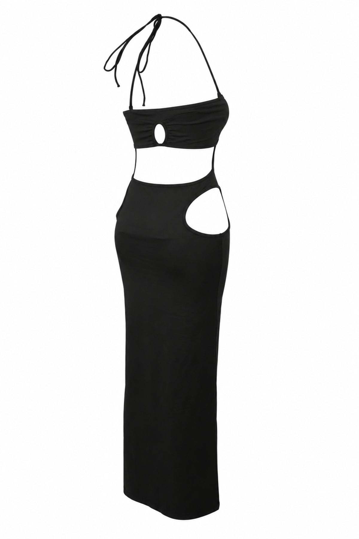 Solado Black Cut-Out Halter Maxi Dress