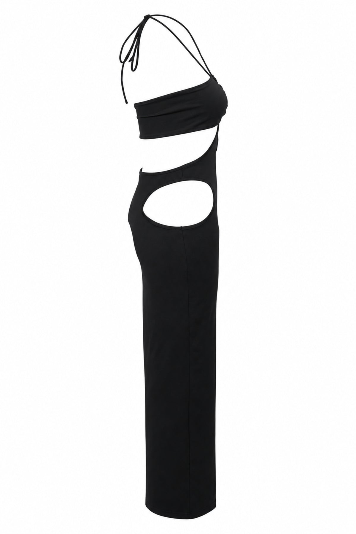Solado Black Cut-Out Halter Maxi Dress