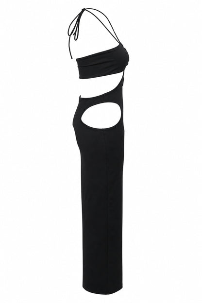 Solado Black Cut-Out Halter Maxi Dress