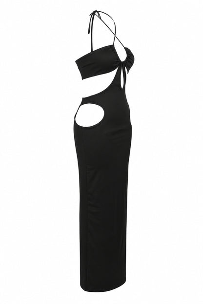 Solado Black Cut-Out Halter Maxi Dress