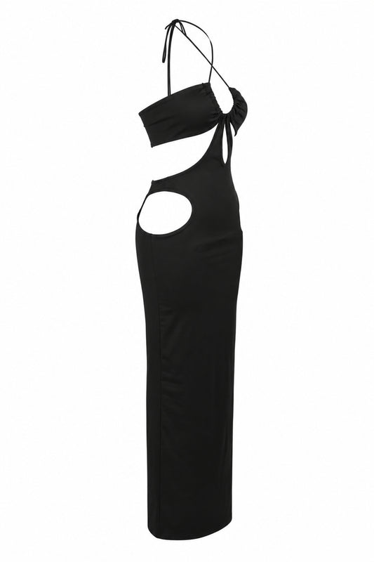 Solado Black Cut-Out Halter Maxi Dress
