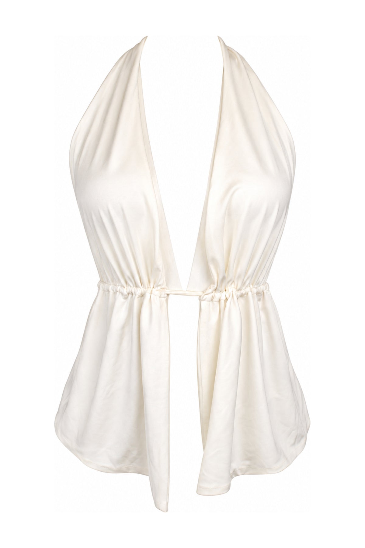 Love On Friday Ivory Halter Drawstring Waist Top