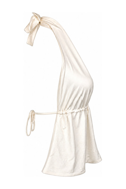 Love On Friday Ivory Halter Drawstring Waist Top