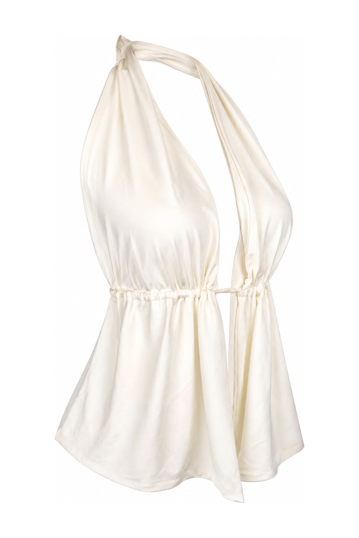 Love On Friday Ivory Halter Drawstring Waist Top
