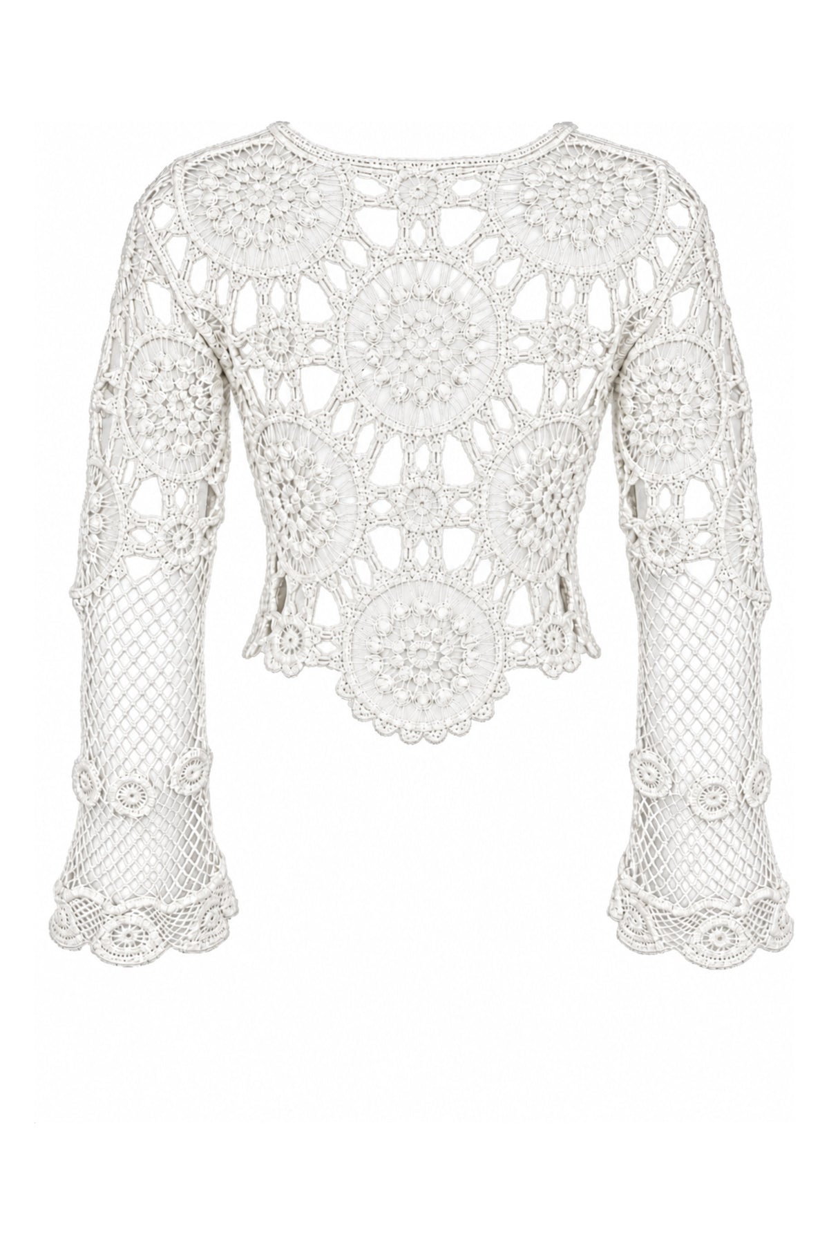 Cream Crochet Bell Sleeve Crop Top