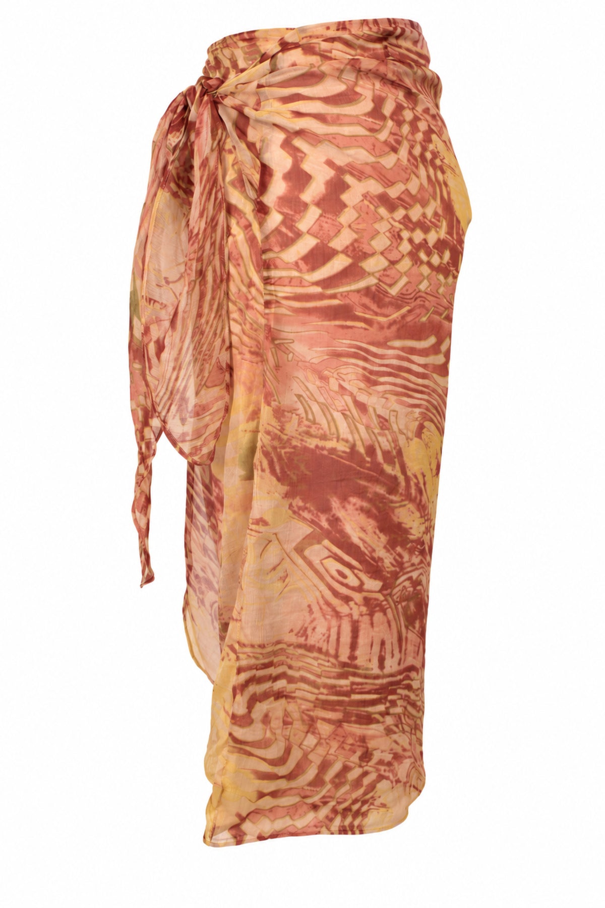 Souq Samourai Red Ochre Print Wrap Midi Skirt
