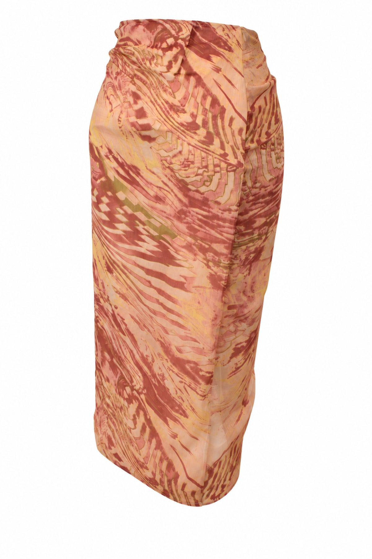 Souq Samourai Red Ochre Print Wrap Midi Skirt