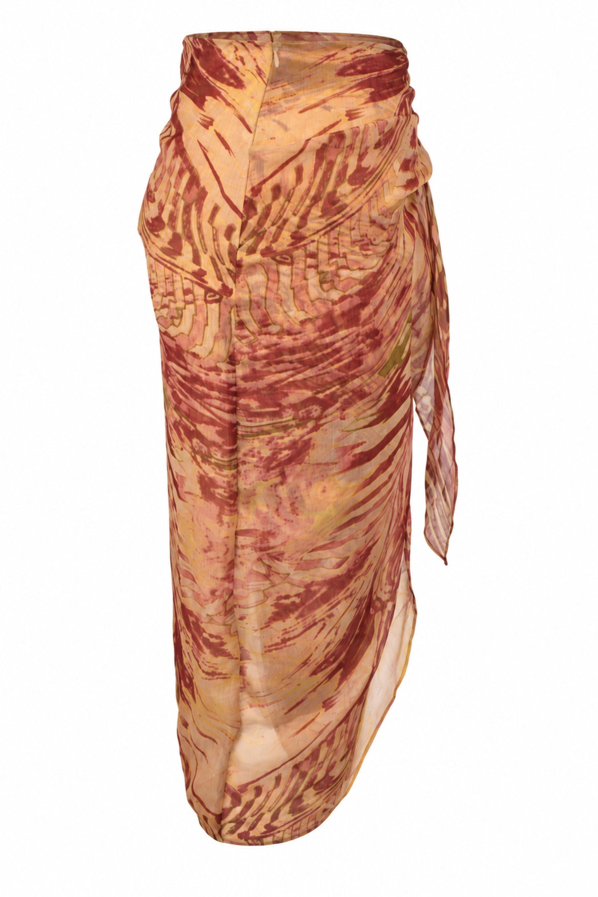 Souq Samourai Red Ochre Print Wrap Midi Skirt