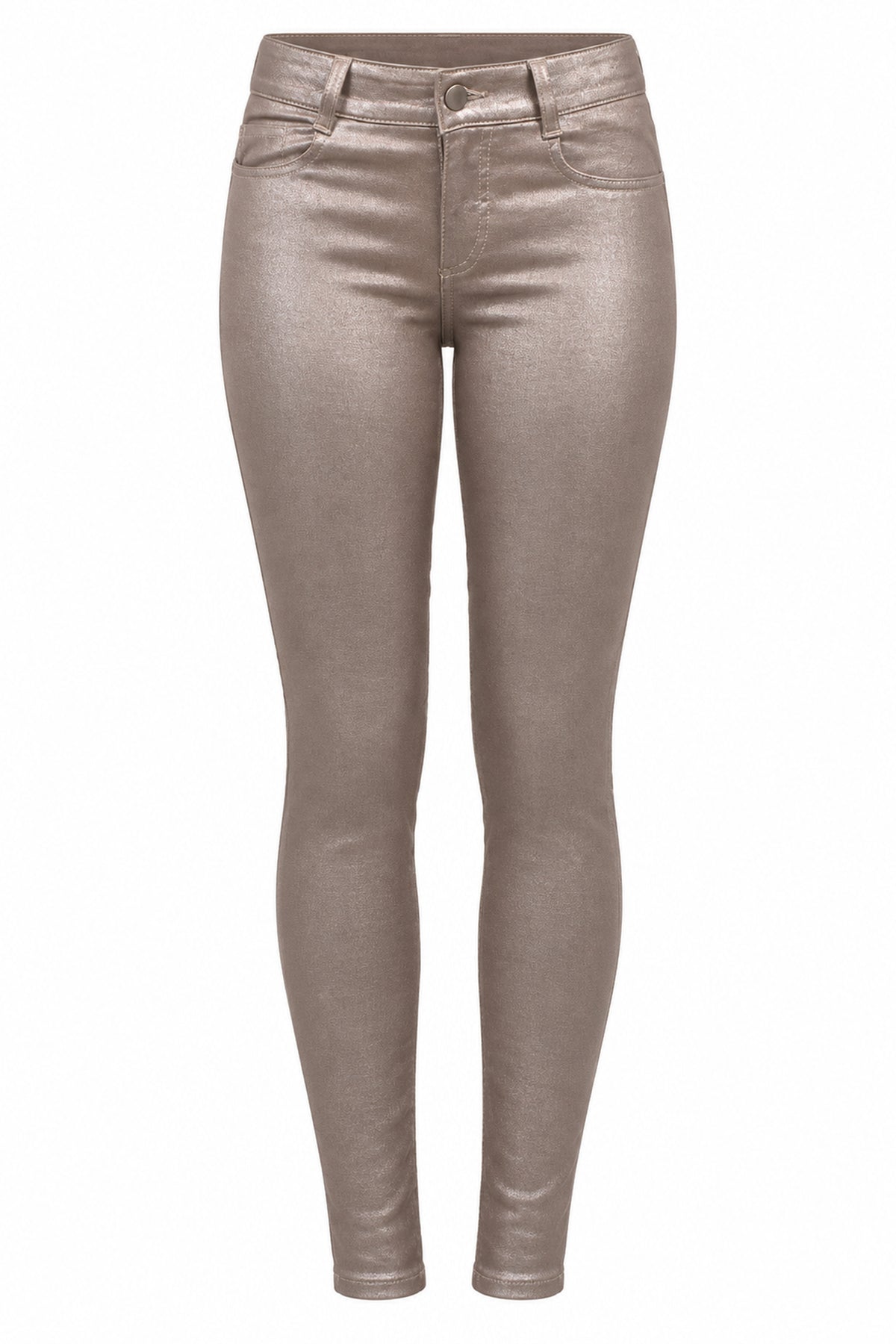 Stella McCartney Rose Gold Metallic Coated Skinny Jeans