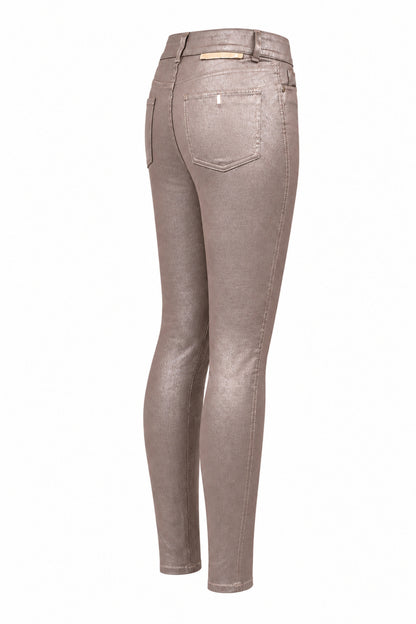 Stella McCartney Rose Gold Metallic Coated Skinny Jeans