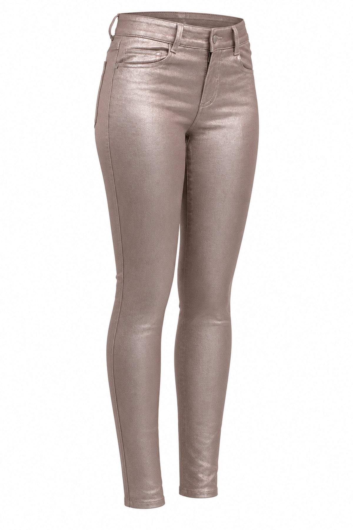 Stella McCartney Rose Gold Metallic Coated Skinny Jeans