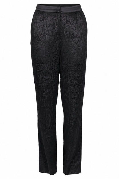 Vakkorama Black Satin Snake Jacquard Straight Trousers