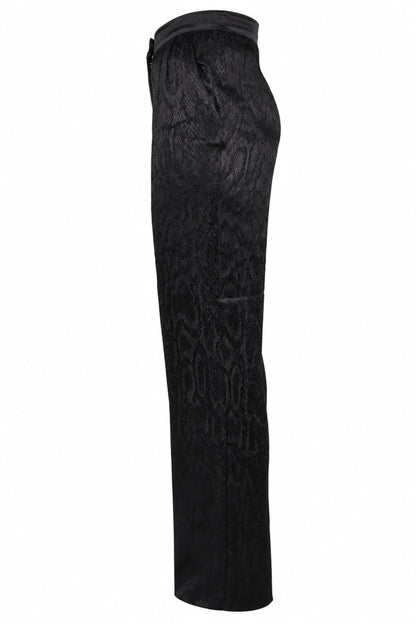 Vakkorama Black Satin Snake Jacquard Straight Trousers