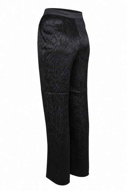 Vakkorama Black Satin Snake Jacquard Straight Trousers
