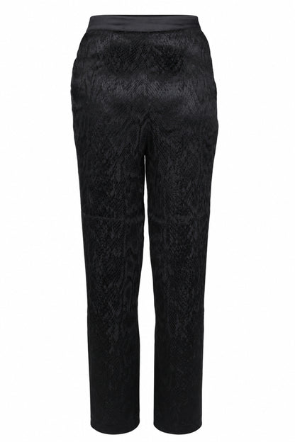 Vakkorama Black Satin Snake Jacquard Straight Trousers