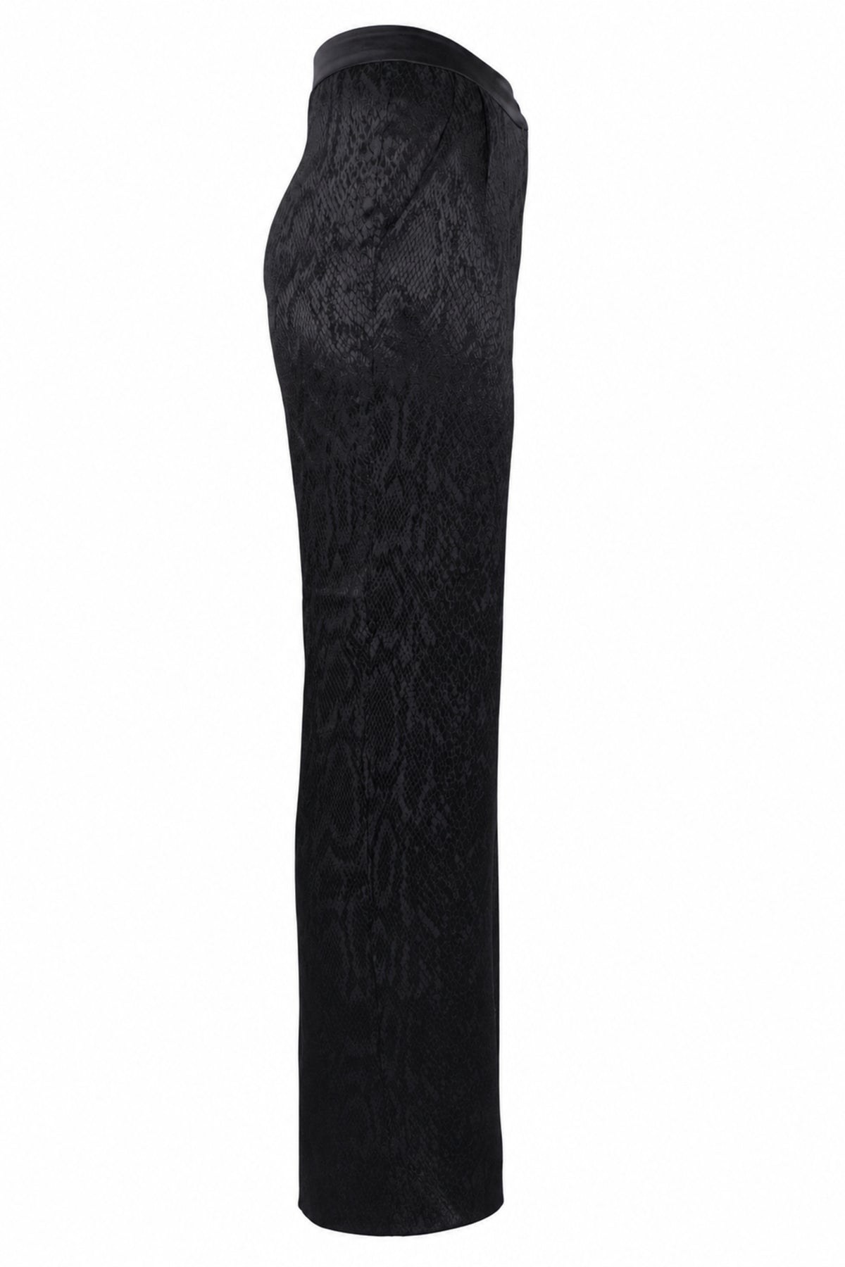 Vakkorama Black Satin Snake Jacquard Straight Trousers