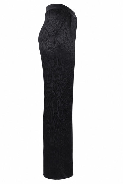 Vakkorama Black Satin Snake Jacquard Straight Trousers
