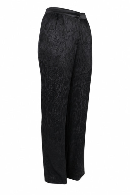 Vakkorama Black Satin Snake Jacquard Straight Trousers