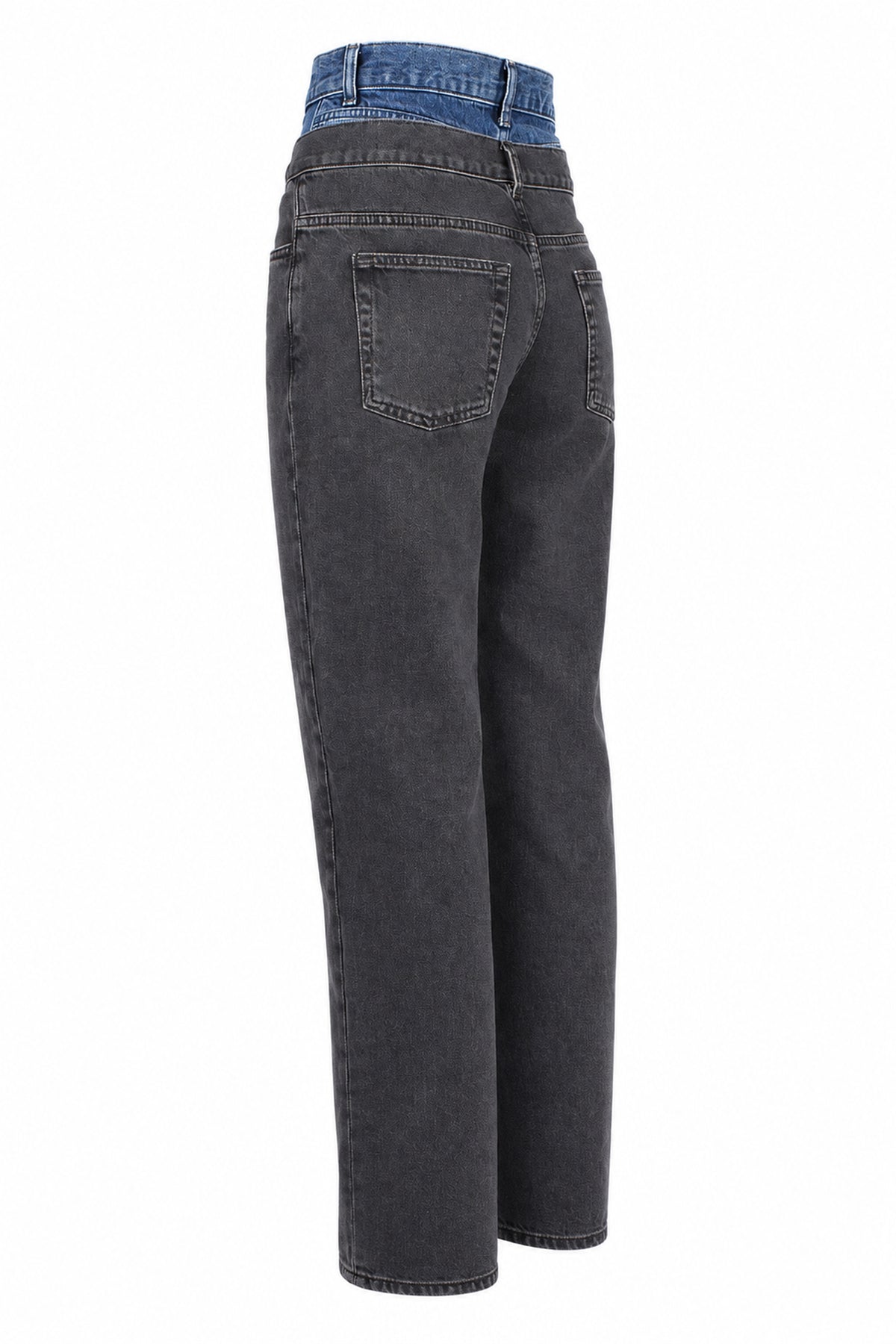 Sandro Washed Black Double-Waistband Straight Jeans