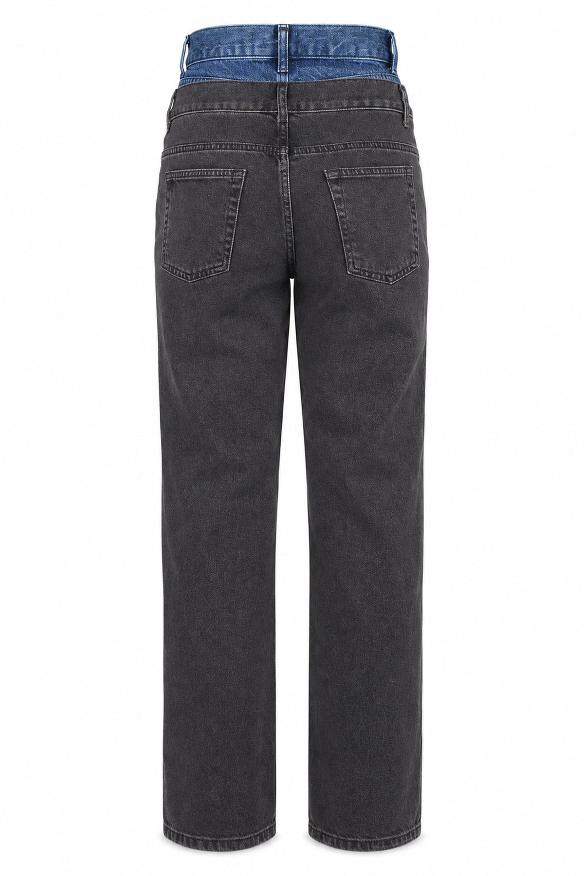 Sandro Washed Black Double-Waistband Straight Jeans