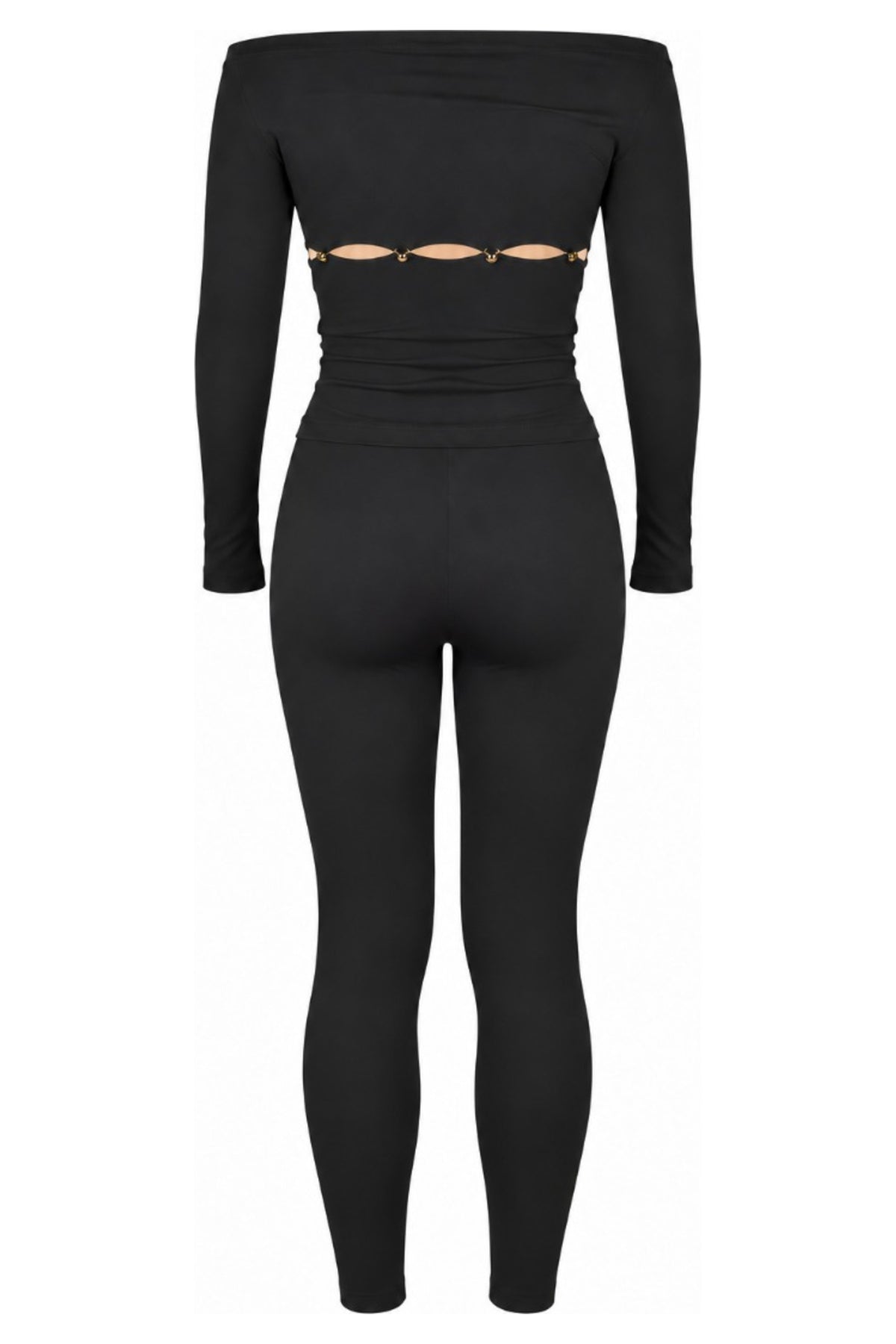 Wolford Black Off-Shoulder Top and Ring Cut-Out Leggings Set