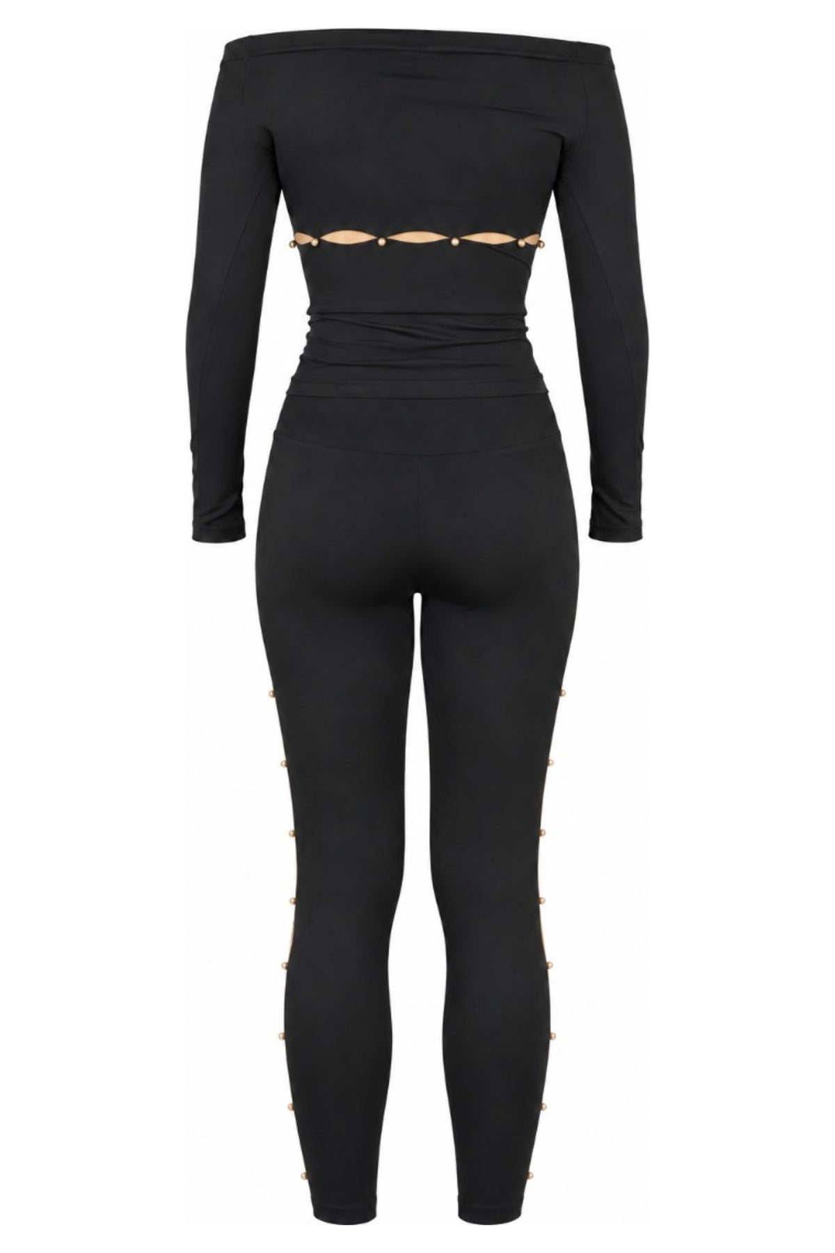 Wolford Black Off-Shoulder Top and Ring Cut-Out Leggings Set