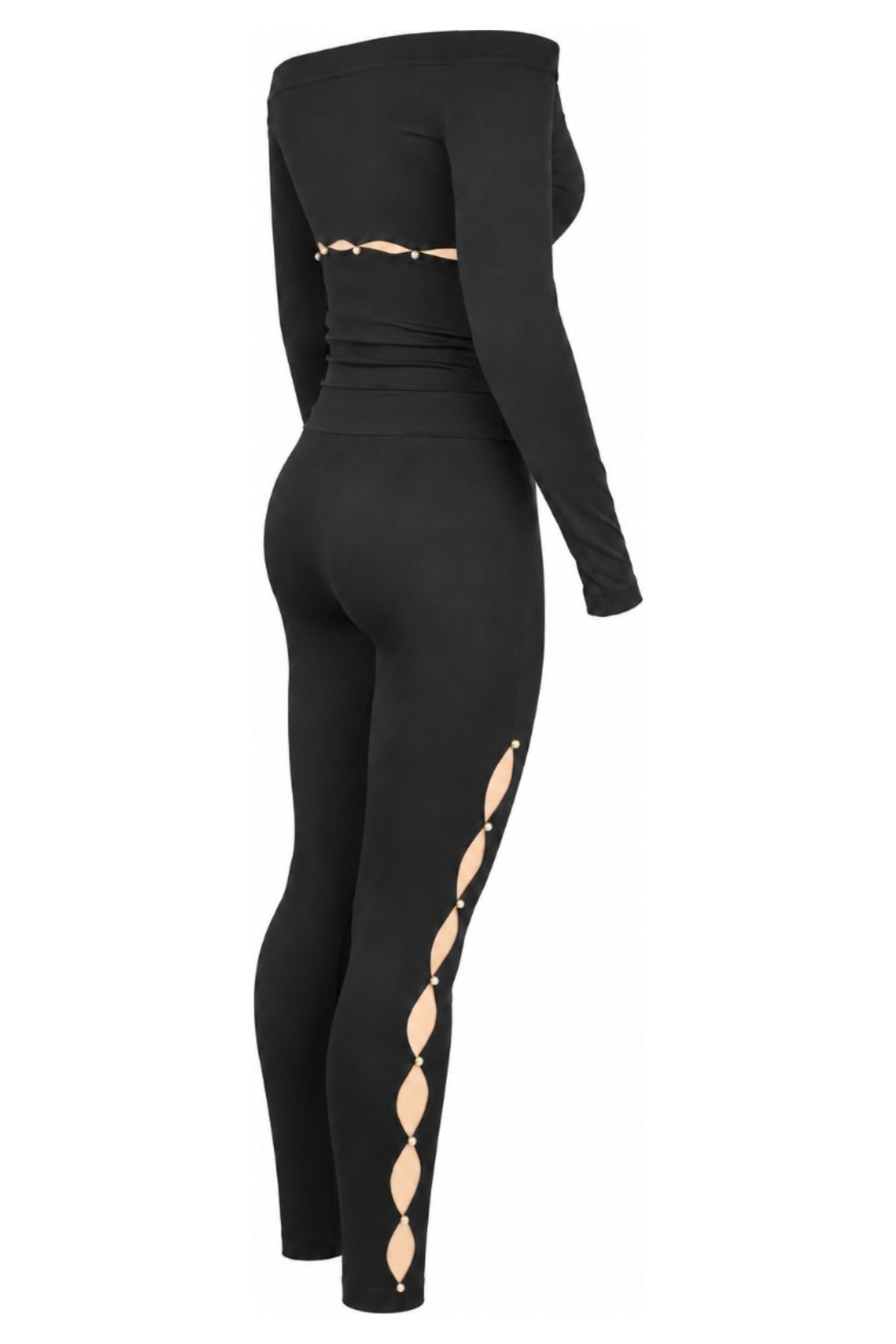 Wolford Black Off-Shoulder Top and Ring Cut-Out Leggings Set