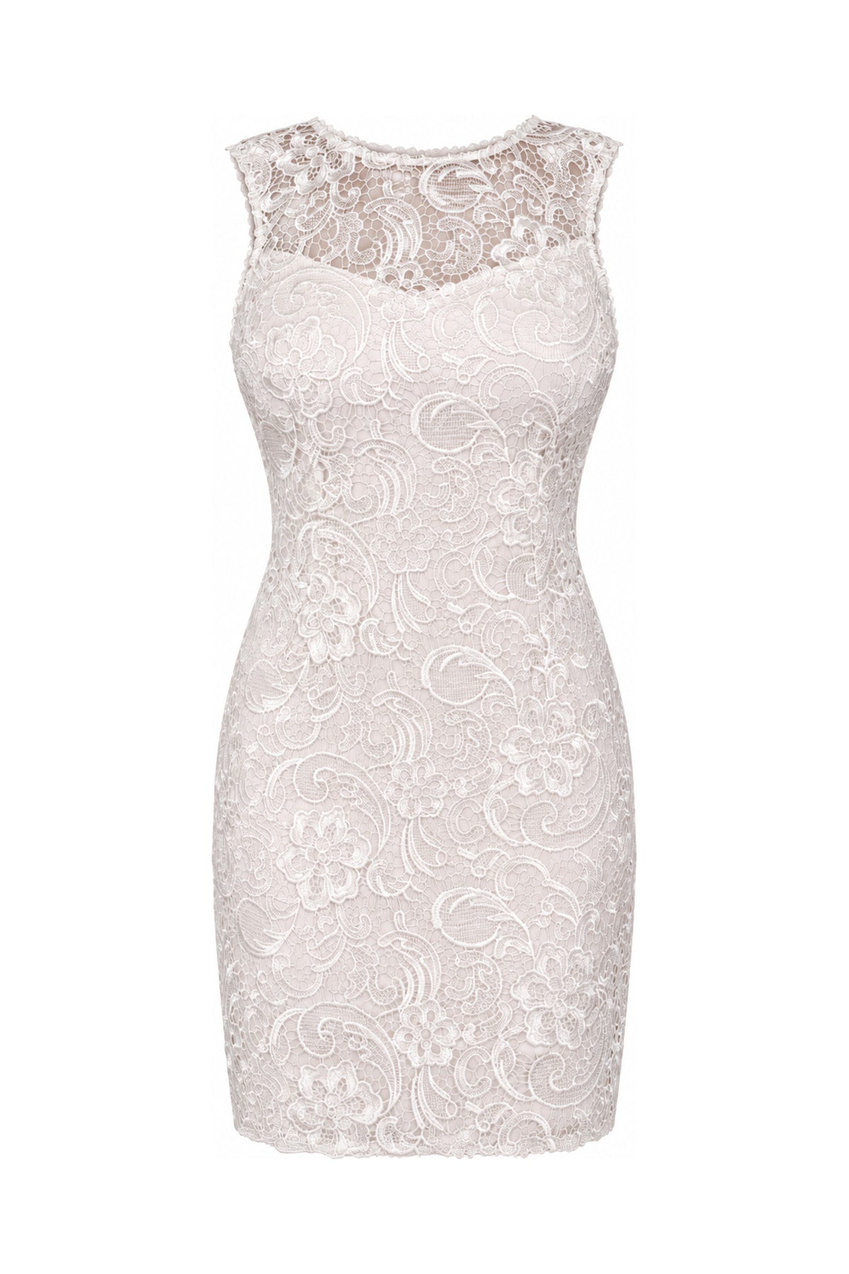 Lipsy Ivory Corded Lace Sleeveless Mini Dress