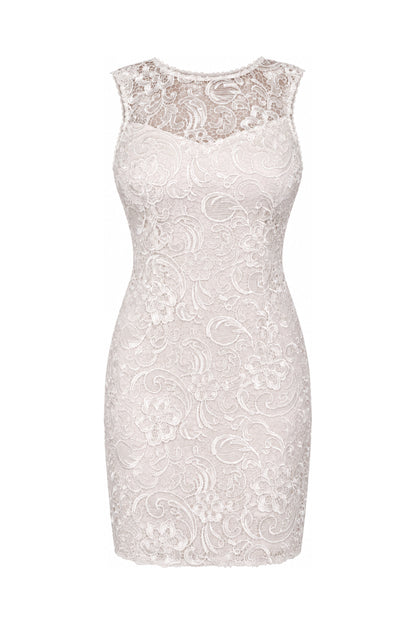 Lipsy Ivory Corded Lace Sleeveless Mini Dress