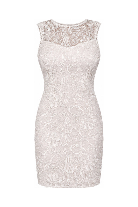 Lipsy Ivory Corded Lace Sleeveless Mini Dress
