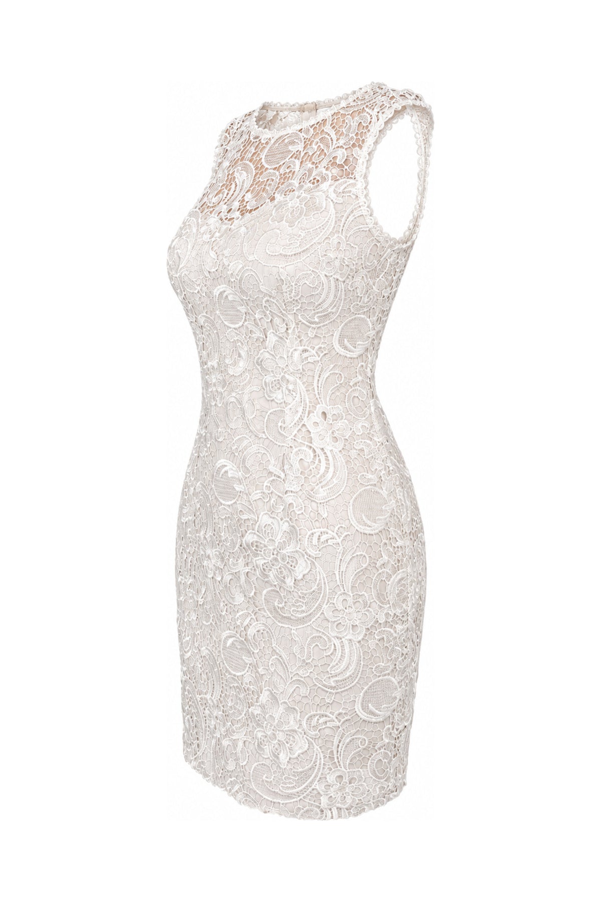 Lipsy Ivory Corded Lace Sleeveless Mini Dress