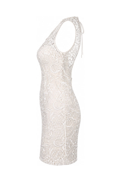 Lipsy Ivory Corded Lace Sleeveless Mini Dress