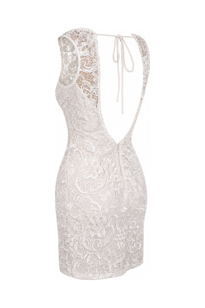 Lipsy Ivory Corded Lace Sleeveless Mini Dress
