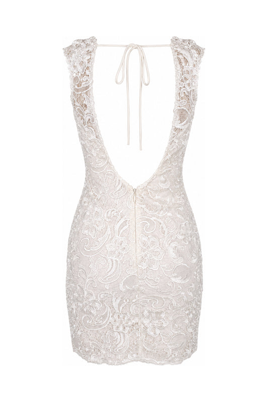 Lipsy Ivory Corded Lace Sleeveless Mini Dress