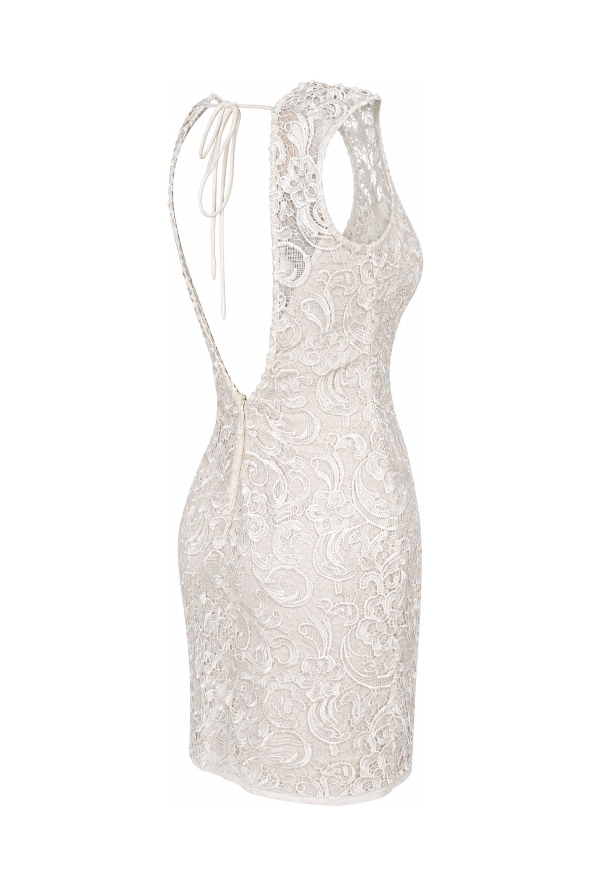 Lipsy Ivory Corded Lace Sleeveless Mini Dress