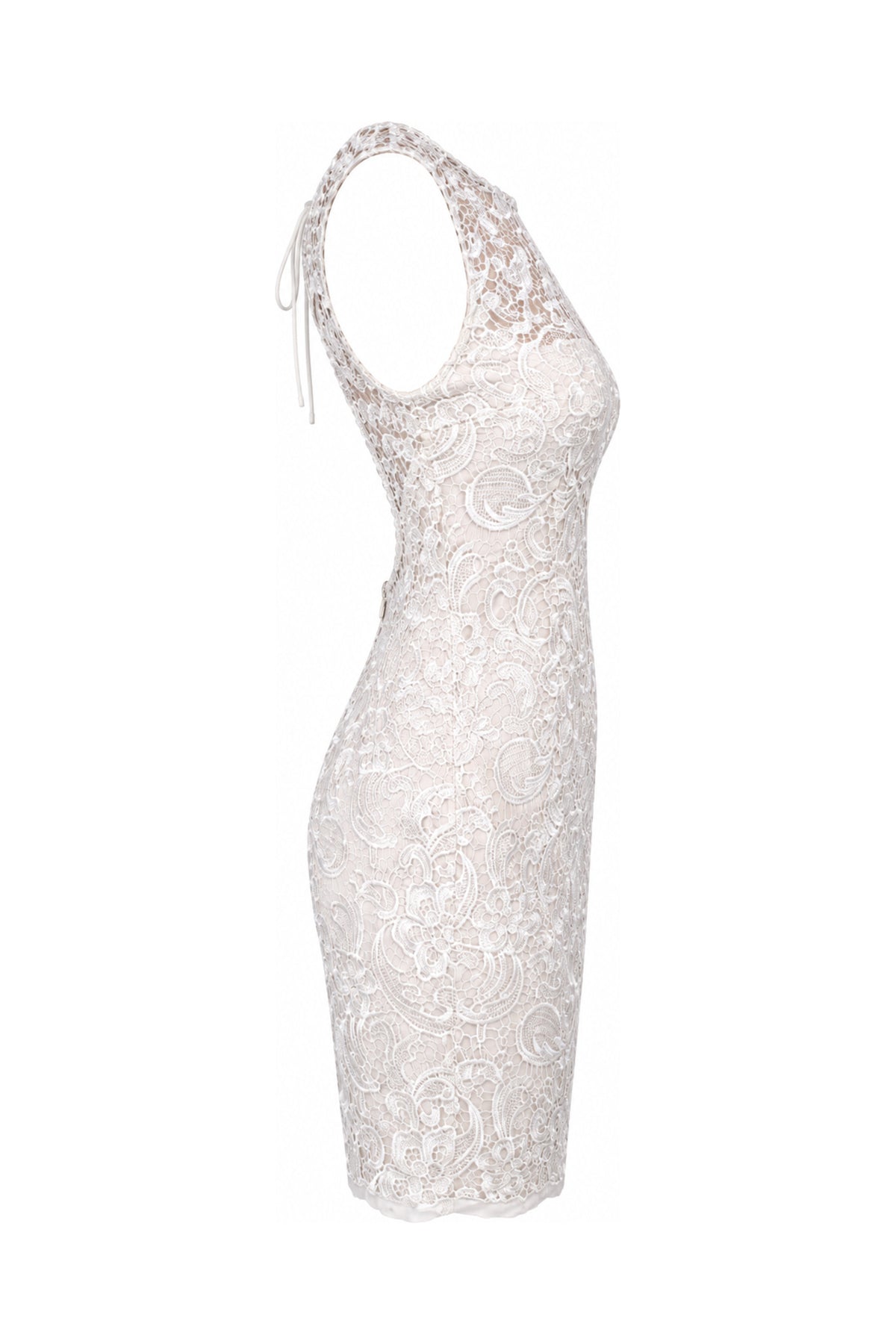 Lipsy Ivory Corded Lace Sleeveless Mini Dress