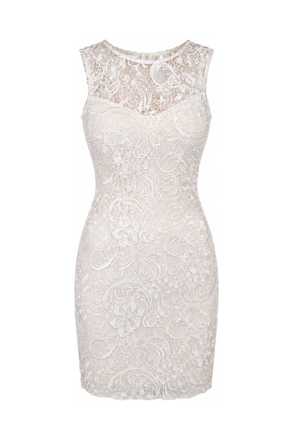 Lipsy Ivory Corded Lace Sleeveless Mini Dress