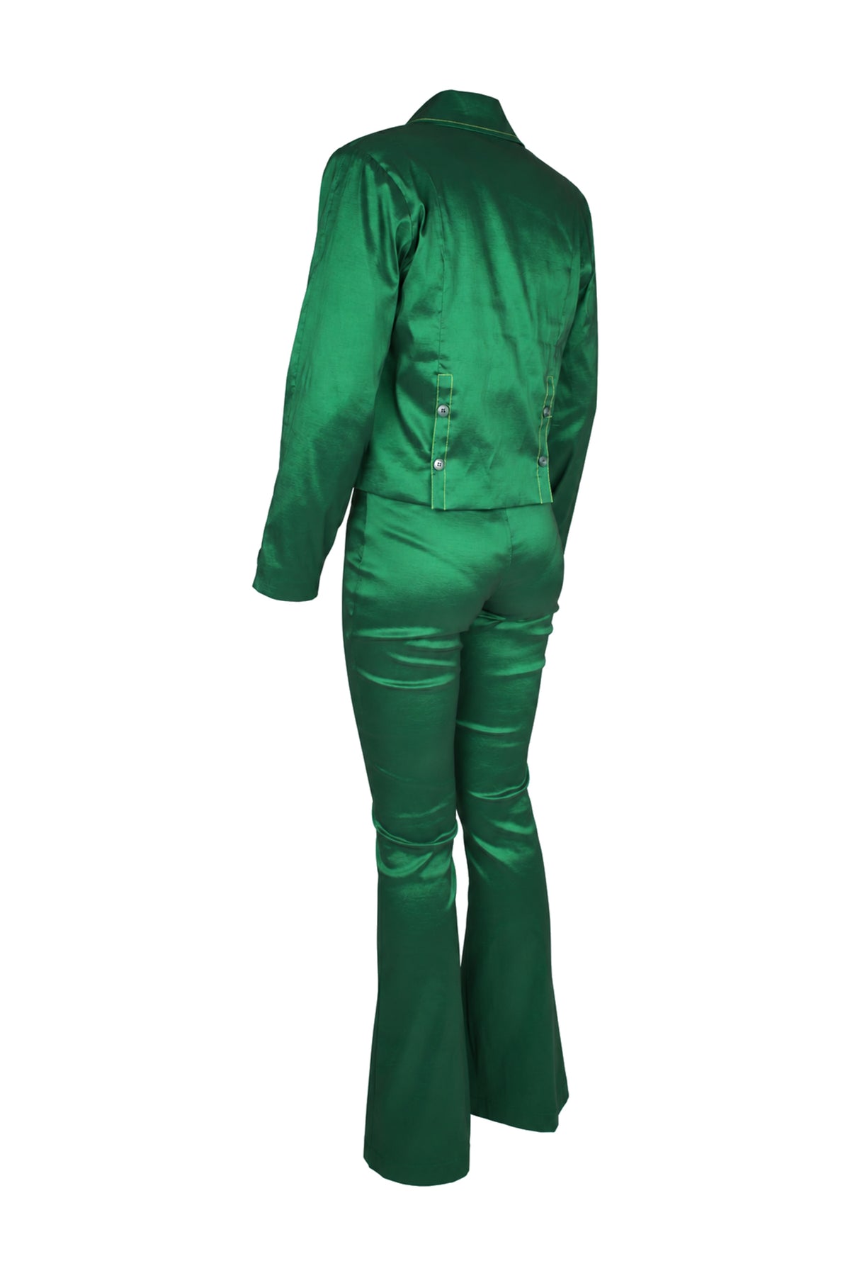 Hosbjerg Emerald Satin Studded Blazer and Flared Trouser Suit