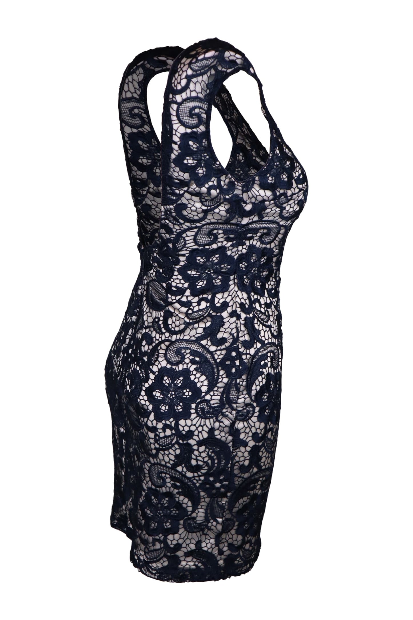 Lipsy Embroidered Lace Navy Dress