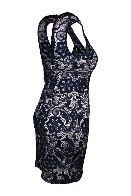Lipsy Embroidered Lace Navy Dress