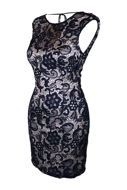 Lipsy Embroidered Lace Navy Dress