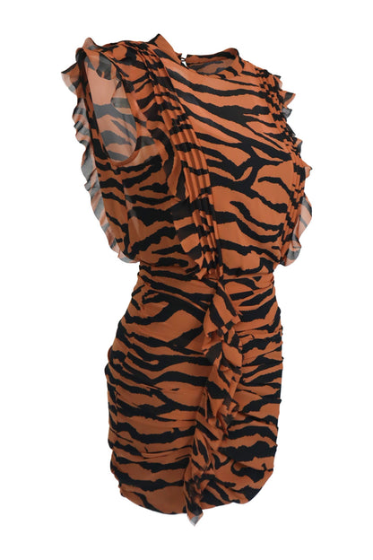 All Saints Brown Zebra Striped Dress