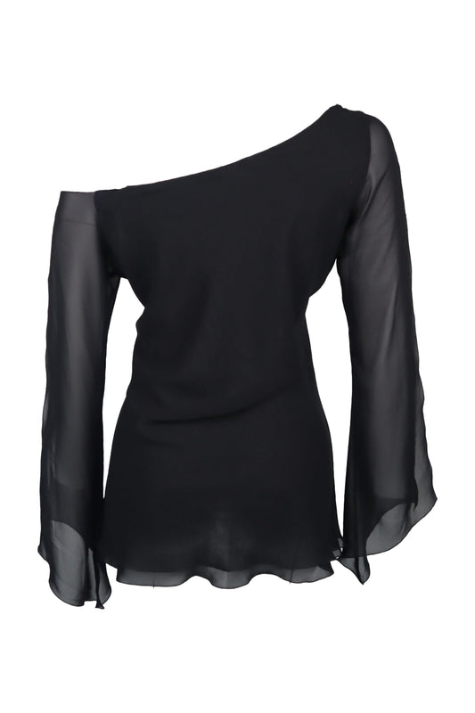 Vakko Sheer Sleeve Top